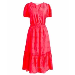 JCREW - Eyelit MIDI Dress in Guava